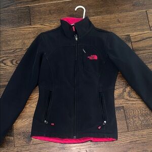 The North Face Denali Black Jacket with Pink Details